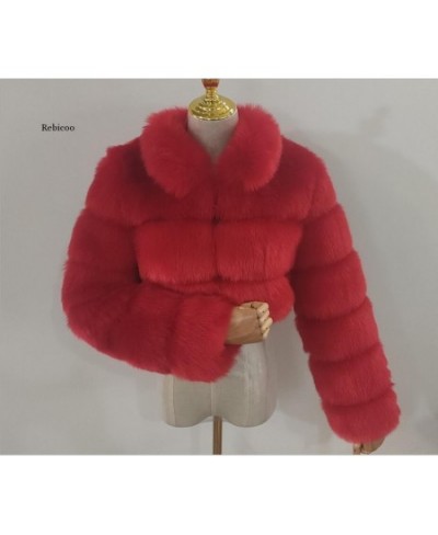 Cropped fur coat Woman's thick Fox Fur Coat Short Winter Style Fashion Women Furry Jacket Faux Fur Top $110.72 - Jackets & Coats