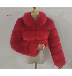 Cropped fur coat Woman's thick Fox Fur Coat Short Winter Style Fashion Women Furry Jacket Faux Fur Top $110.72 - Jackets & Coats