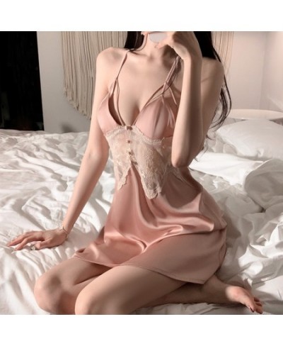 New Solid Color Pajamas Backless Temptation Sling Nightgown Nightdress With Chest Pad Sleepwear for Women Home Suit $39.83 - ...