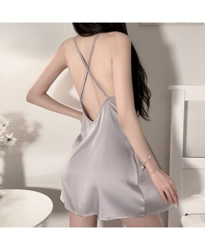 New Solid Color Pajamas Backless Temptation Sling Nightgown Nightdress With Chest Pad Sleepwear for Women Home Suit $39.83 - ...