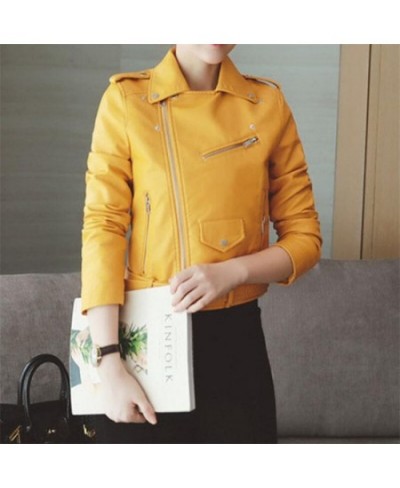 Short Locomotive Small Leather Jacket Coats Spring & Autumn Fashion Casual Women's Lapel Zipper Street Popular pu Jacket Coat...