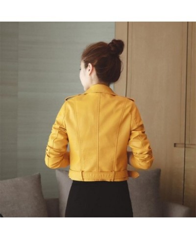 Short Locomotive Small Leather Jacket Coats Spring & Autumn Fashion Casual Women's Lapel Zipper Street Popular pu Jacket Coat...