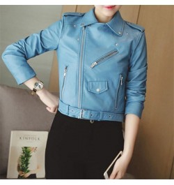 Short Locomotive Small Leather Jacket Coats Spring & Autumn Fashion Casual Women's Lapel Zipper Street Popular pu Jacket Coat...