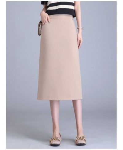 Summer Autumn Broadcloth Wrap Skirt Women Rose red Apricot Black High Waist Pencil S-3XL Size Mid Long Slit Occupation Skirt ...