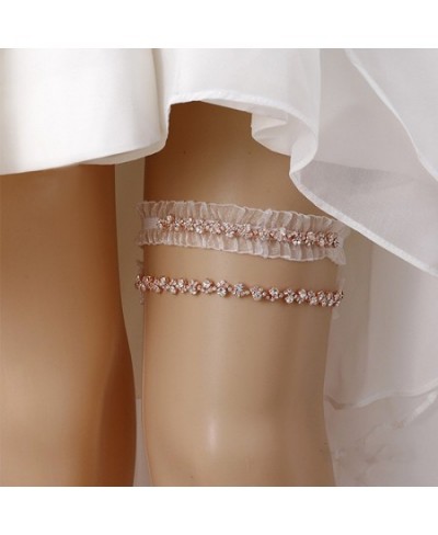 2PC White Tulle Bridal Sexy Garter Silver Gold Color Rhinestone Wedding Accessories Leg Garters For Women Cosplay $20.56 - Un...