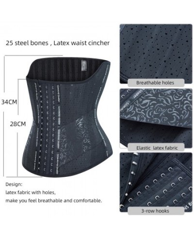 25 Steel Bone Long Torso Latex Waist Trainer Corset Body Shapewear Women faja Girdles High Waisted Cincher Slimming Belly $55...