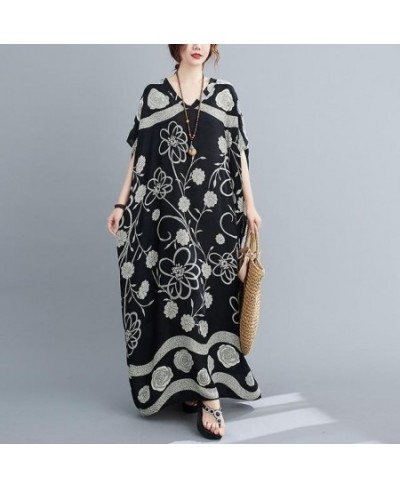 Oversized Cotton Satin Floral Dress Women Casual Maxi Long Summer Beach Boho Dress Ladies Flower Dresses New Fashion 2022 $32...