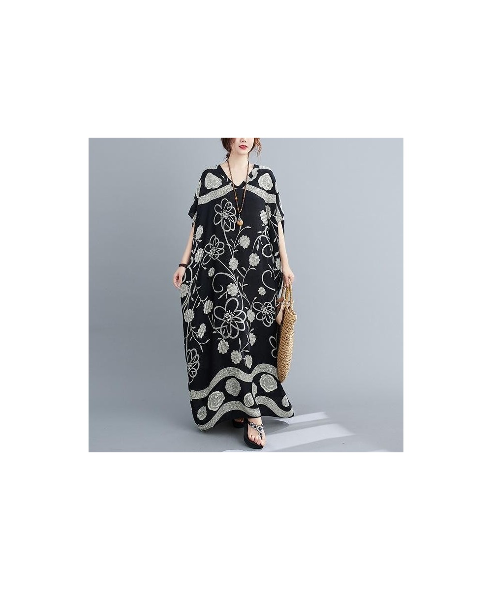 Oversized Cotton Satin Floral Dress Women Casual Maxi Long Summer Beach Boho Dress Ladies Flower Dresses New Fashion 2022 $32...