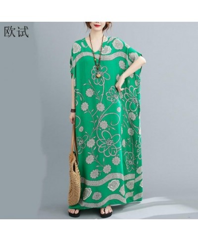 Oversized Cotton Satin Floral Dress Women Casual Maxi Long Summer Beach Boho Dress Ladies Flower Dresses New Fashion 2022 $32...