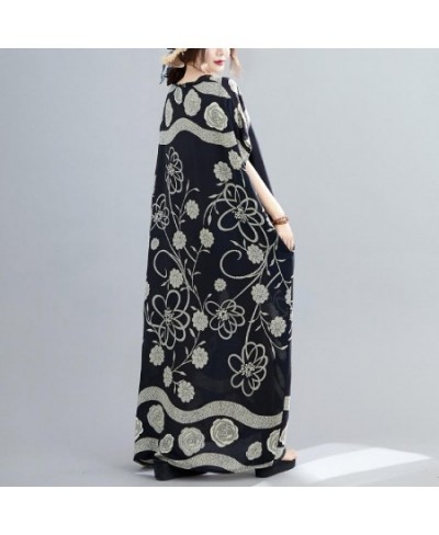 Oversized Cotton Satin Floral Dress Women Casual Maxi Long Summer Beach Boho Dress Ladies Flower Dresses New Fashion 2022 $32...