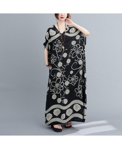 Oversized Cotton Satin Floral Dress Women Casual Maxi Long Summer Beach Boho Dress Ladies Flower Dresses New Fashion 2022 $32...