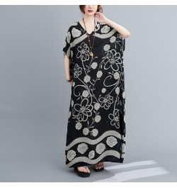 Oversized Cotton Satin Floral Dress Women Casual Maxi Long Summer Beach Boho Dress Ladies Flower Dresses New Fashion 2022 $32...