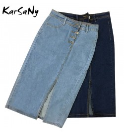 Women Pencil Skirt Midi Jeans Strech 2002 Summer High Waisted Denim Skirts Women Summer Jeans Midi Skirt Buttons Denim Skirts...