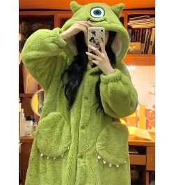 Nightgown For Womens Monster Animal Pajamas Winter Flannel Pyjamas Cartoon Long Sleeve Coral Fleece Warm Sleepwear Long Wear ...