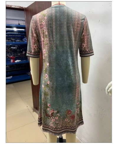 2023 Woman Summer Beach Dress Vintage Elegant Floral Printed Dress Casual Loose Ethnic Style V Neck Party Dresses For Female ...