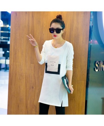 Women 's new autumn and winter Korean loose long sleeve clothing long white black letter fashion blouse shirt $45.65 - Blouse...