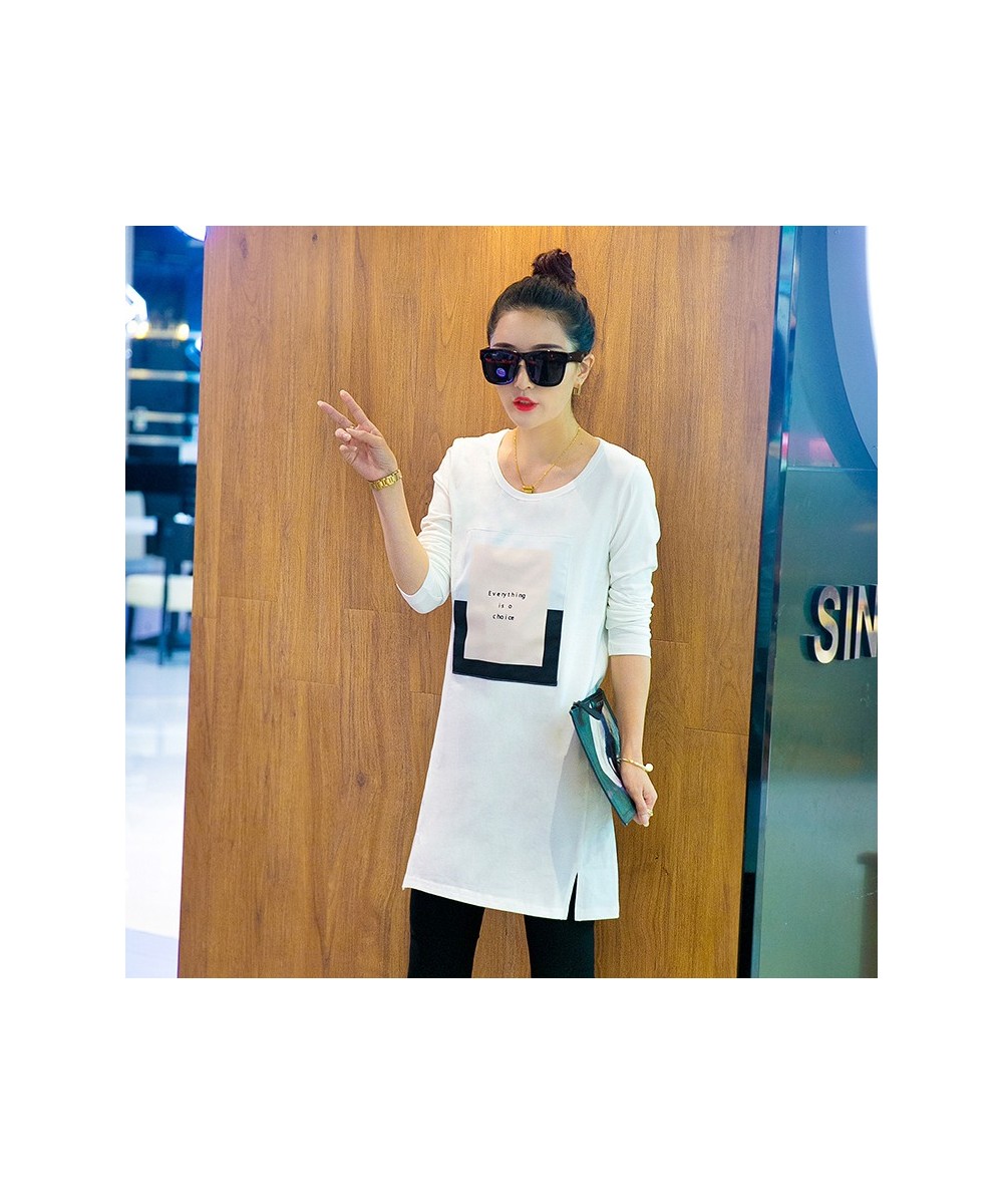 Women 's new autumn and winter Korean loose long sleeve clothing long white black letter fashion blouse shirt $45.65 - Blouse...