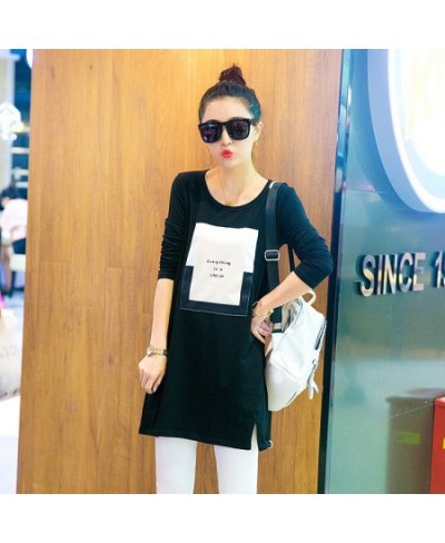 Women 's new autumn and winter Korean loose long sleeve clothing long white black letter fashion blouse shirt $45.65 - Blouse...