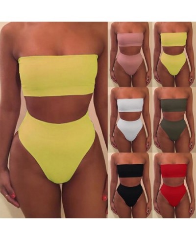 High Waist Strapless Sexy Bikini Women Swimwear Women Swimsuit Padded Bathing Suit Monokin Pure Color Micro Bikini New $16.60...