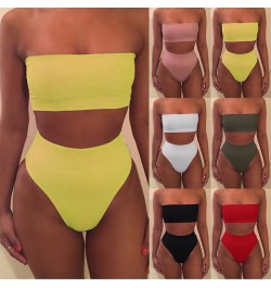 High Waist Strapless Sexy Bikini Women Swimwear Women Swimsuit Padded Bathing Suit Monokin Pure Color Micro Bikini New $16.60...