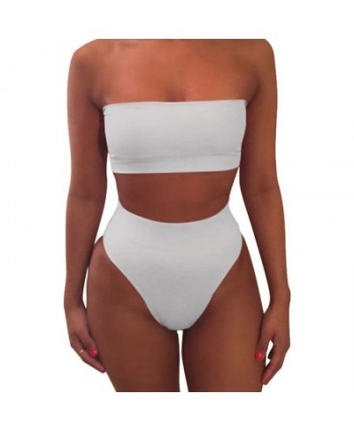 High Waist Strapless Sexy Bikini Women Swimwear Women Swimsuit Padded Bathing Suit Monokin Pure Color Micro Bikini New $16.60...