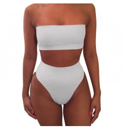 High Waist Strapless Sexy Bikini Women Swimwear Women Swimsuit Padded Bathing Suit Monokin Pure Color Micro Bikini New $16.60...