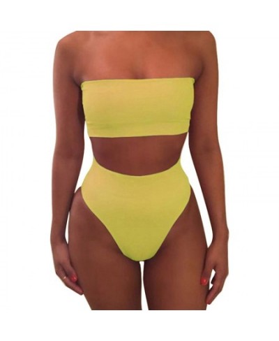 High Waist Strapless Sexy Bikini Women Swimwear Women Swimsuit Padded Bathing Suit Monokin Pure Color Micro Bikini New $16.60...