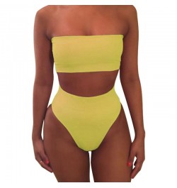 High Waist Strapless Sexy Bikini Women Swimwear Women Swimsuit Padded Bathing Suit Monokin Pure Color Micro Bikini New $16.60...