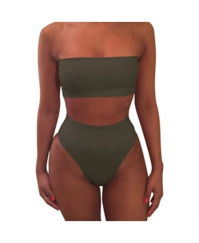 High Waist Strapless Sexy Bikini Women Swimwear Women Swimsuit Padded Bathing Suit Monokin Pure Color Micro Bikini New $16.60...