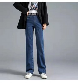 Korean Fashion Baggy Wide Leg Pant Casual Looes Elastic High Waist Straight Denim Pants Womens Vintage Pantalones 2023 Y2k $3...