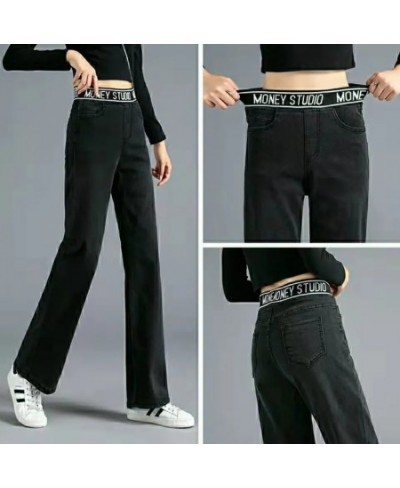 Korean Fashion Baggy Wide Leg Pant Casual Looes Elastic High Waist Straight Denim Pants Womens Vintage Pantalones 2023 Y2k $3...