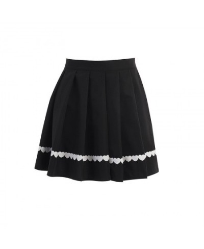 Japanese Harajuku E-girl Heart Printed Kwaii Skirts Gothic High Waist Pleated A-line Mini Skirt Women Grunge Black Streetwear...