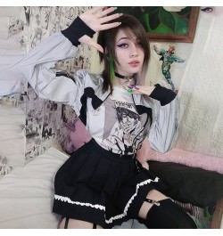 Japanese Harajuku E-girl Heart Printed Kwaii Skirts Gothic High Waist Pleated A-line Mini Skirt Women Grunge Black Streetwear...