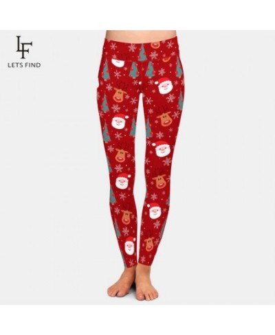 Women Fashion High Waist Legging 3D Christmas Reindeer Santa Tree and Snowflakes Print Warm Leggings $24.50 - Bottoms