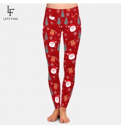 Women Fashion High Waist Legging 3D Christmas Reindeer Santa Tree and Snowflakes Print Warm Leggings $24.50 - Bottoms