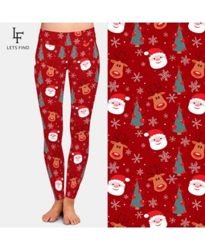 Women Fashion High Waist Legging 3D Christmas Reindeer Santa Tree and Snowflakes Print Warm Leggings $24.50 - Bottoms