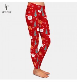 Women Fashion High Waist Legging 3D Christmas Reindeer Santa Tree and Snowflakes Print Warm Leggings $24.50 - Bottoms