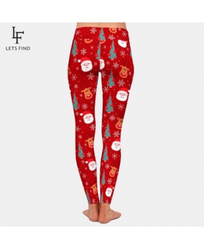 Women Fashion High Waist Legging 3D Christmas Reindeer Santa Tree and Snowflakes Print Warm Leggings $24.50 - Bottoms