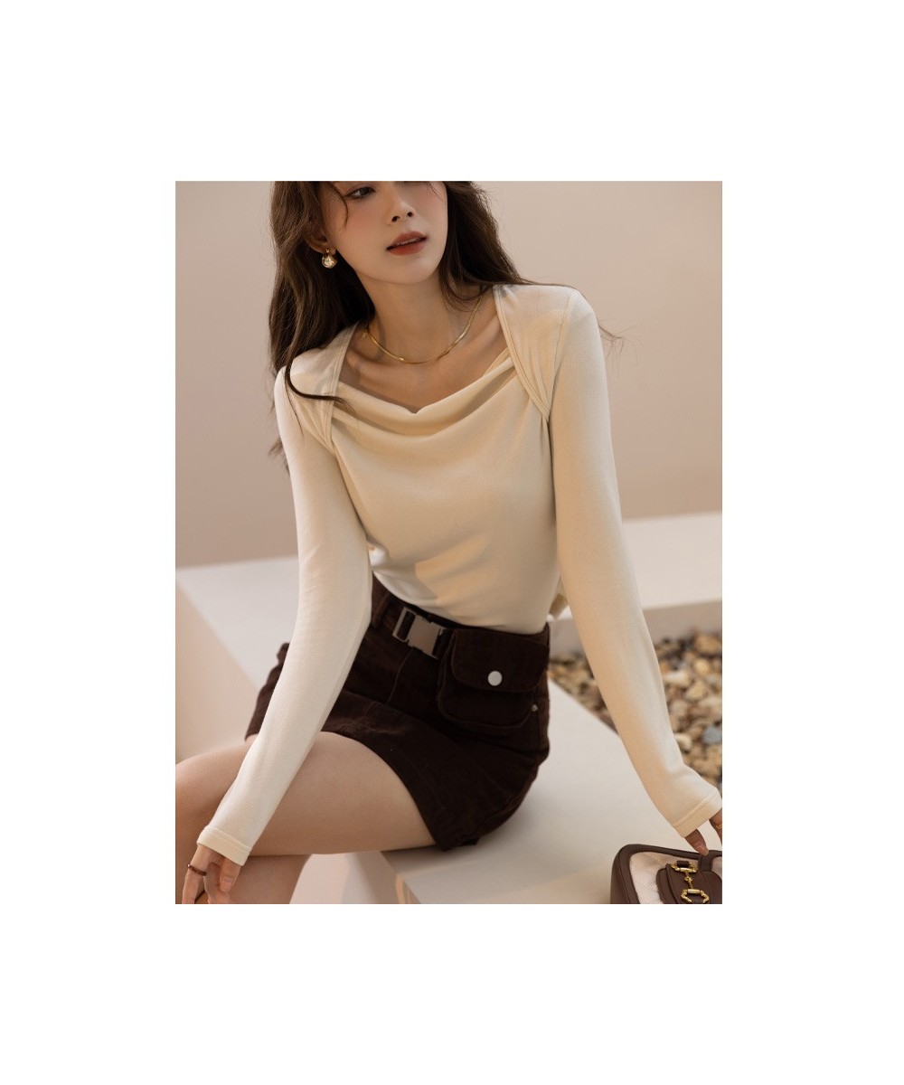 Knitted T-shirts for Women Autumn Soft Slim Square Collar Pullover Patchwork Long Sleeved Tops Female Clothes MXB33T0522 $42....