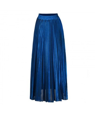 2023 new Spring fashion women clothes high waist A-line pleated sliver vintage elastic long halfbody skirt WH28501XL $30.67 -...