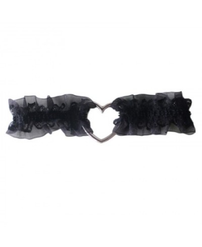 Women Girls Sweet Ruffled Lace Garter Belt Metal Heart Wedding Leg Harness Gothic Punk Kawaii Stretchy Thigh Ring Clubwear $1...