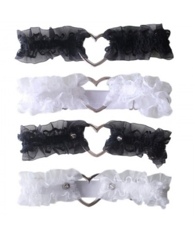 Women Girls Sweet Ruffled Lace Garter Belt Metal Heart Wedding Leg Harness Gothic Punk Kawaii Stretchy Thigh Ring Clubwear $1...