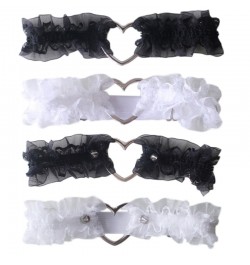 Women Girls Sweet Ruffled Lace Garter Belt Metal Heart Wedding Leg Harness Gothic Punk Kawaii Stretchy Thigh Ring Clubwear $1...