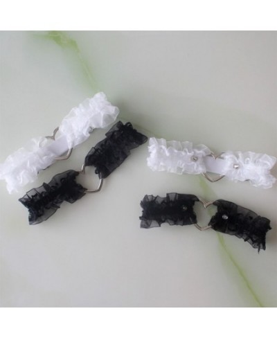 Women Girls Sweet Ruffled Lace Garter Belt Metal Heart Wedding Leg Harness Gothic Punk Kawaii Stretchy Thigh Ring Clubwear $1...