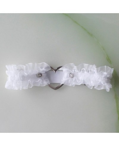 Women Girls Sweet Ruffled Lace Garter Belt Metal Heart Wedding Leg Harness Gothic Punk Kawaii Stretchy Thigh Ring Clubwear $1...