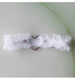 Women Girls Sweet Ruffled Lace Garter Belt Metal Heart Wedding Leg Harness Gothic Punk Kawaii Stretchy Thigh Ring Clubwear $1...