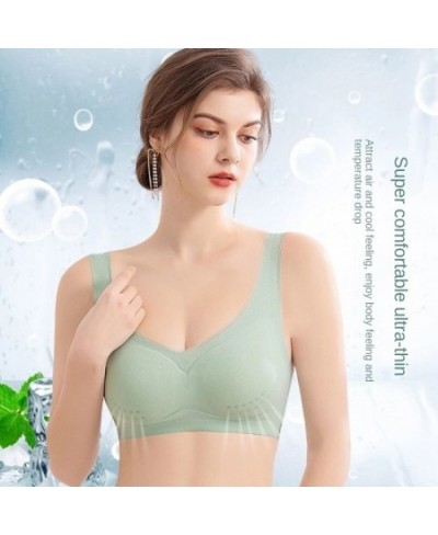 Ice Silk Seamless Underwear Ladies No Steel Ring Anti-sagging Large Size Beautiful Back Bra Women Ultra-thin $22.17 - Underwear