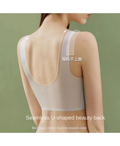 Ice Silk Seamless Underwear Ladies No Steel Ring Anti-sagging Large Size Beautiful Back Bra Women Ultra-thin $22.17 - Underwear