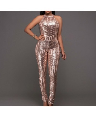 Sexy Mesh Jumpsuits Sequins for Women Long Rompers Womens Bodycon Jumpsuit Bodysuit 2 Colors F0090 Backless $67.14 - Jumpsuits
