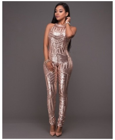 Sexy Mesh Jumpsuits Sequins for Women Long Rompers Womens Bodycon Jumpsuit Bodysuit 2 Colors F0090 Backless $67.14 - Jumpsuits